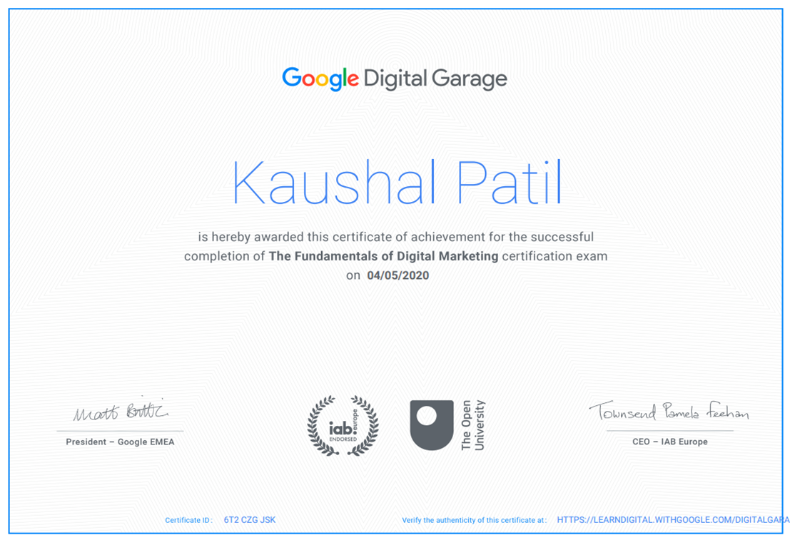 The Fundamentals Of Digital Marketing certification